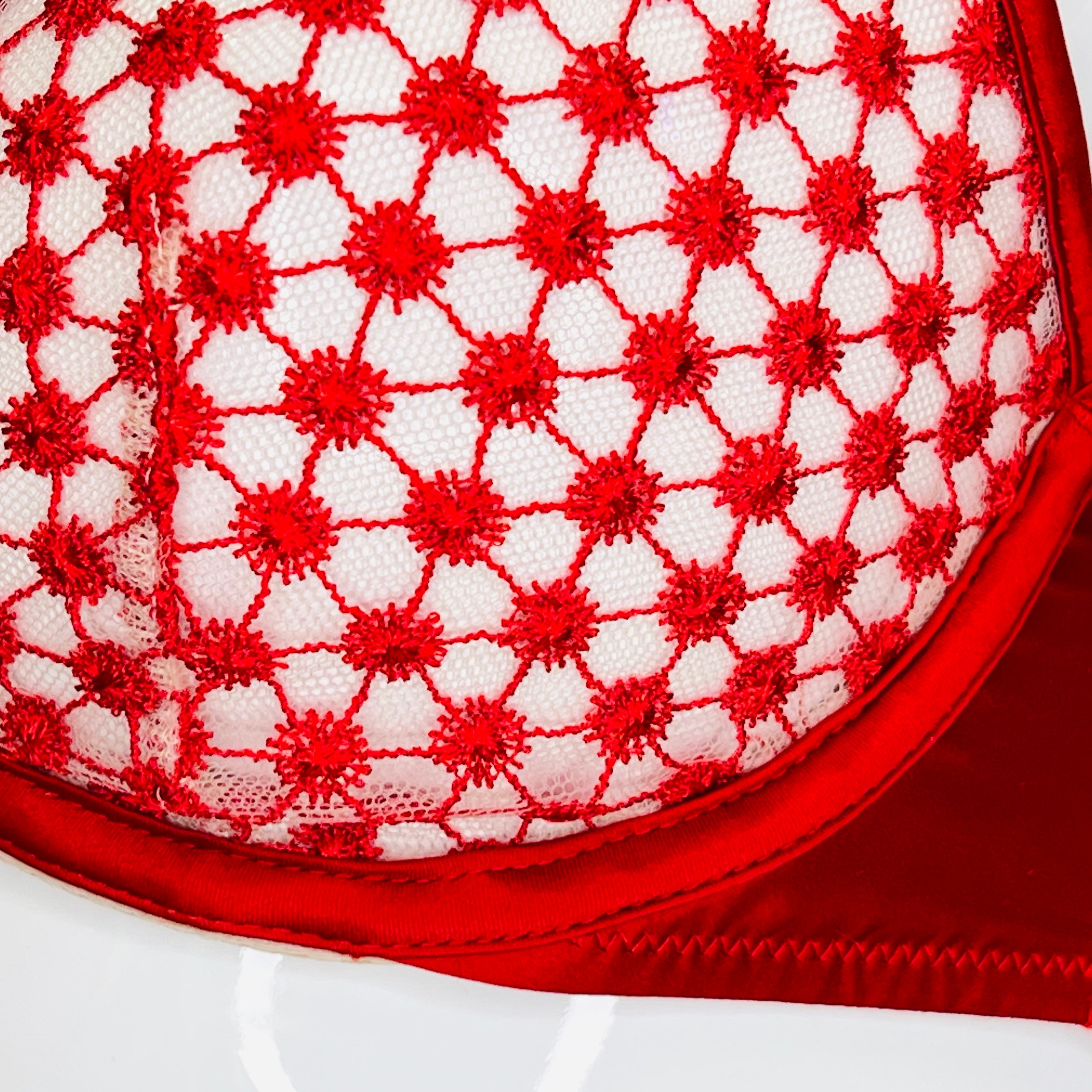 Red and white vzorovaná látka s hvězdicovým motivem na podprsence Victoria’s Secret Podprsenka Secret Unlined
