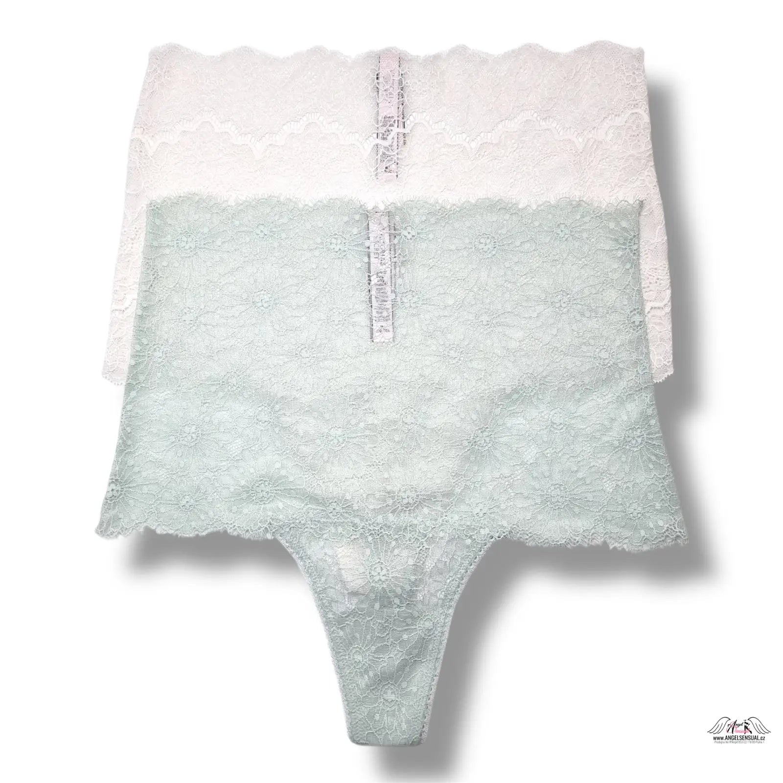 Bílá krajková tanga s vysokým pasem, prošívaná látka, 2-balíček, lingerie