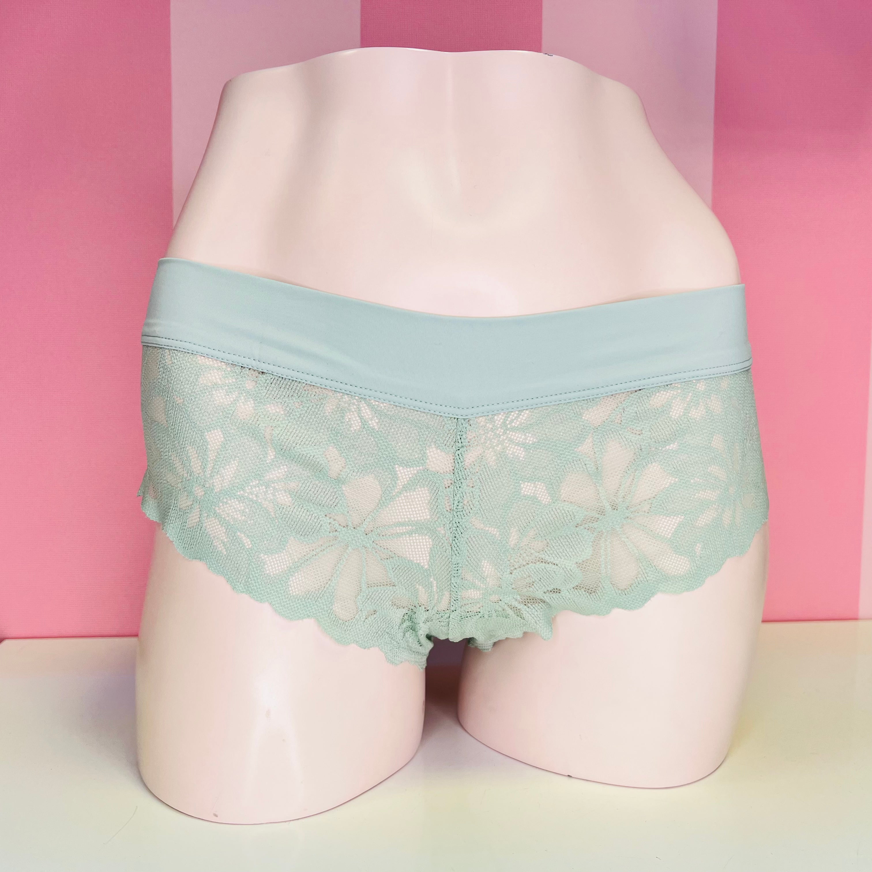 Mint zelené krajkové kalhotky PINK Kalhotky Krajkové Cheekster, dámské prádlo