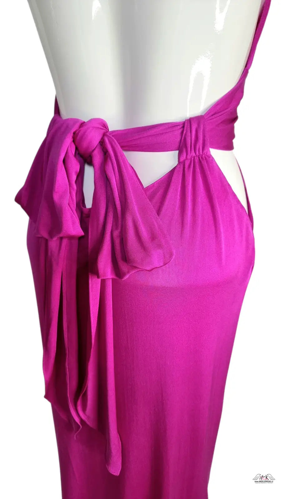 Fuchsiově růžové šaty terese agent provocateur s otevřeným zády a zavazováním