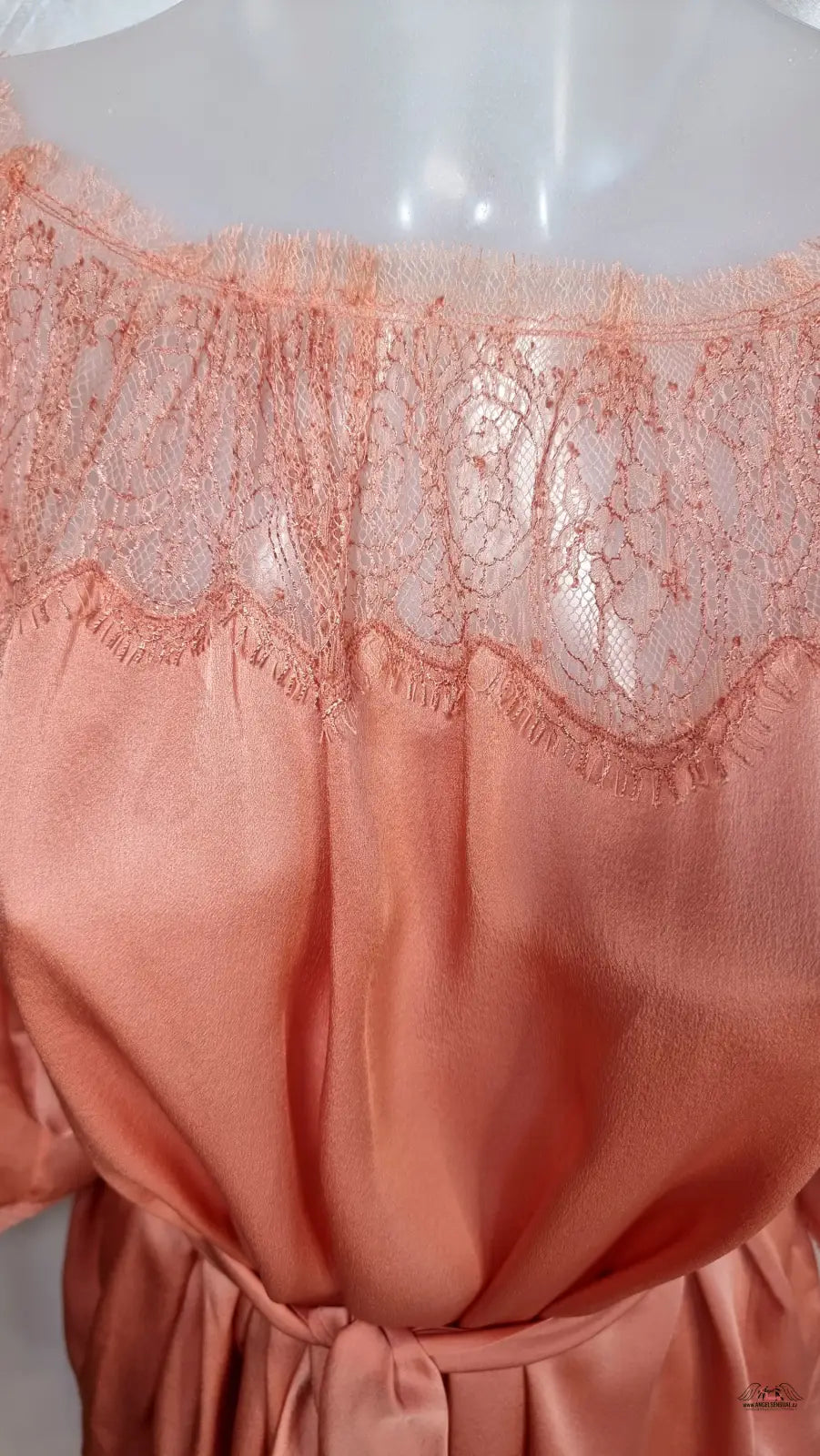 Agent Provocateur racqulle peach pyžamový set s hedvábným saténem a krajkou