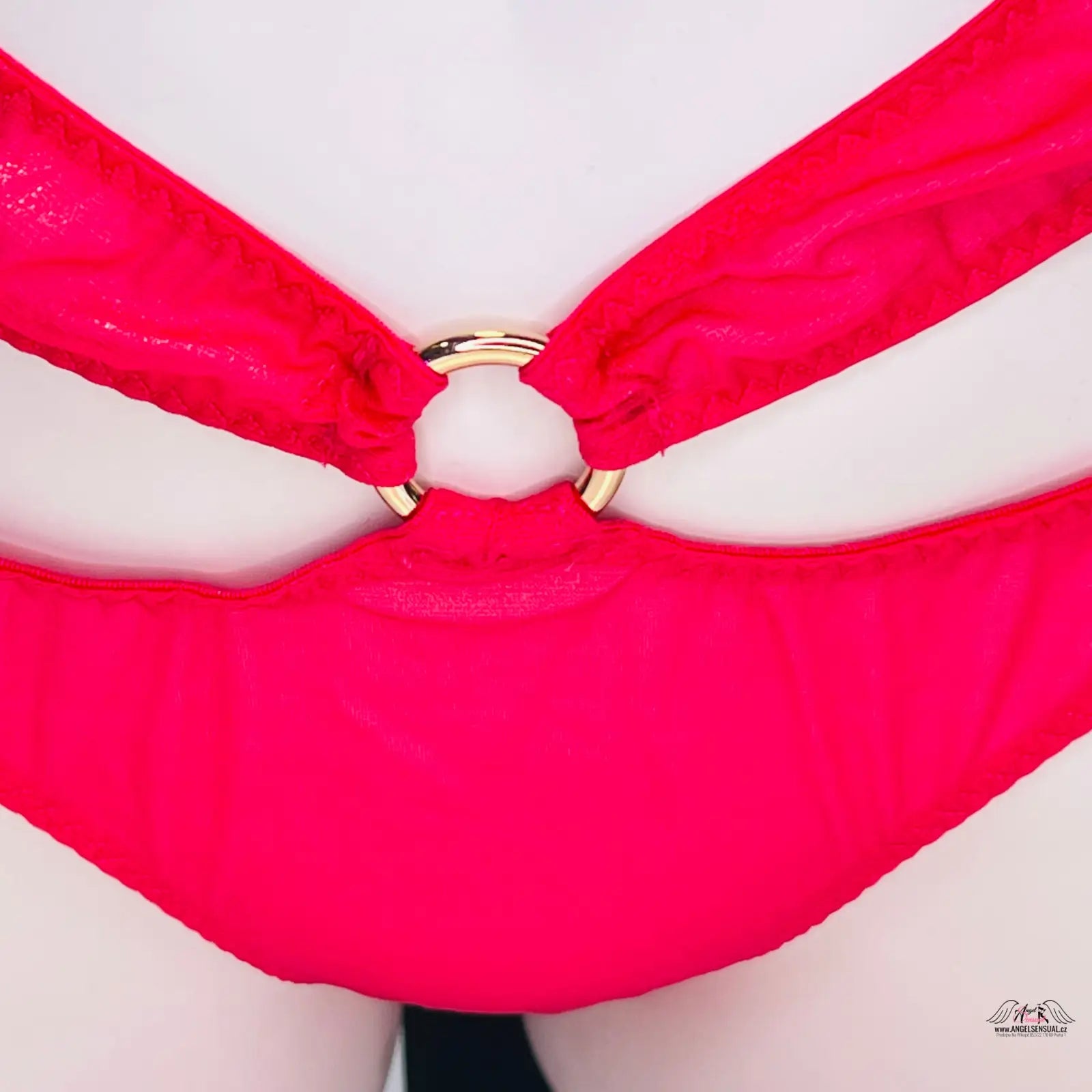 Bright pink fabric draped through gold rings, kalhotky bar, vysokým pasem, apparel & accessories