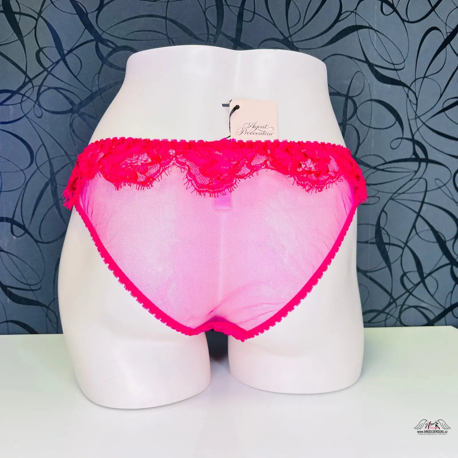 Pink lace-trimmed agent provocateur kalhotky Piper v růžové a modré barvě
