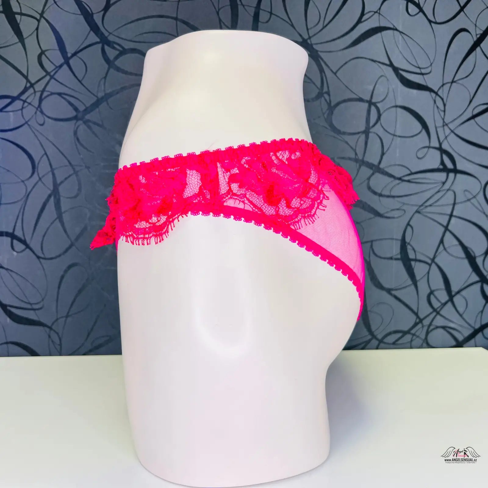 Hot pink krajkové a síťované kalhotky Agent Provocateur Kalhotky Piper Pink/Navy