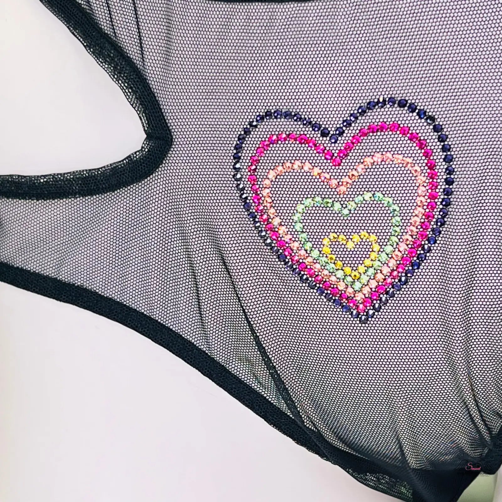 Agent Provocateur Kalhotky Valentine vysokým pasem s černo-barevnými srdíčky