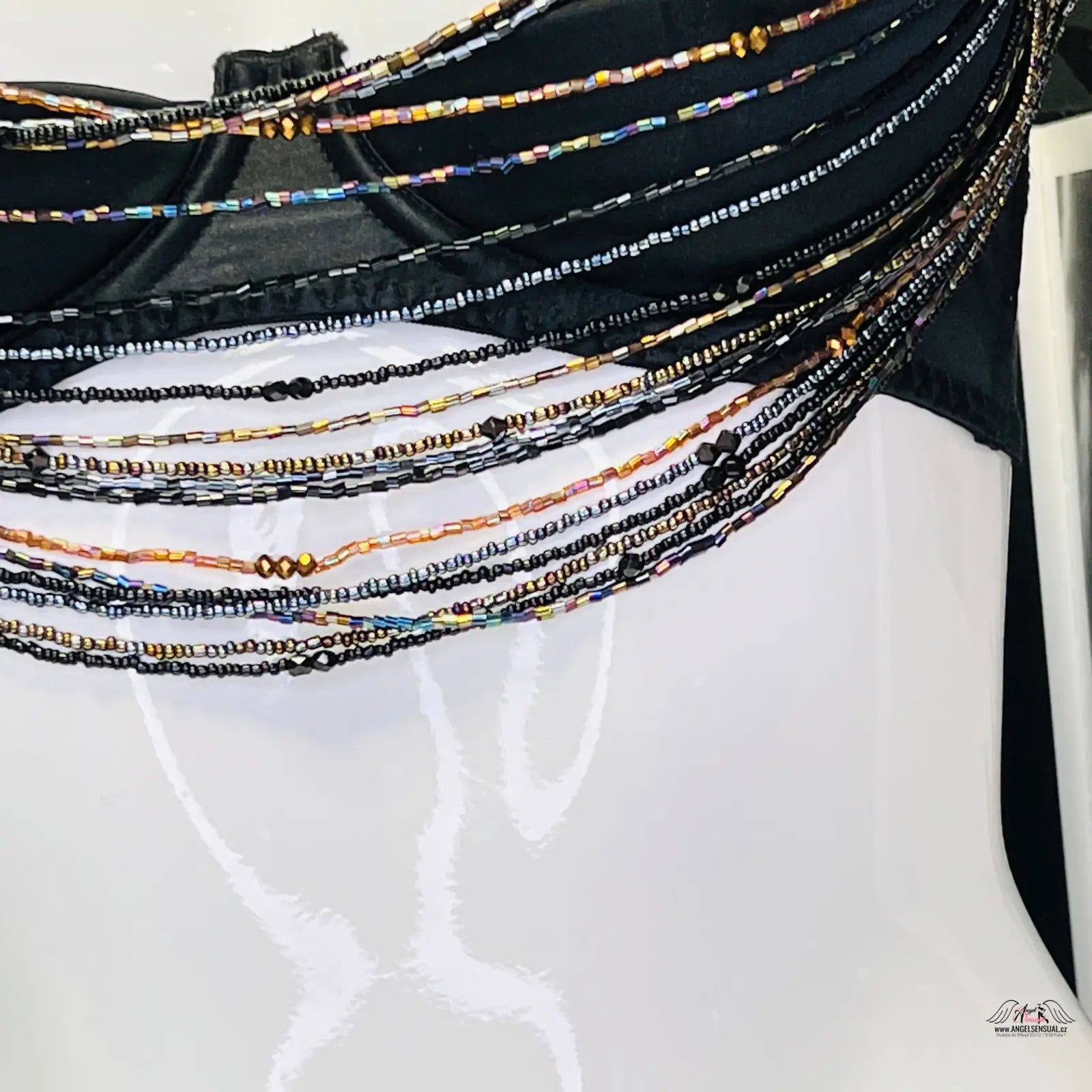 Podprsenka Lidija s černým beaded strands a nastavitelnými ramínky, apparel & accessories