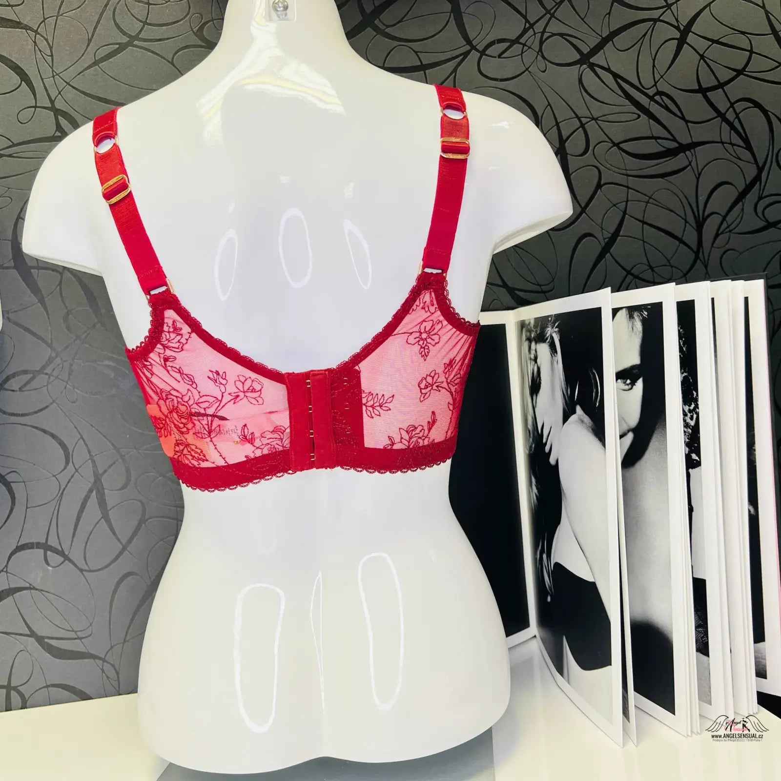 Agent Provocateur červená květinová krajková podprsenka s širokými ramínky, apparel & accessories