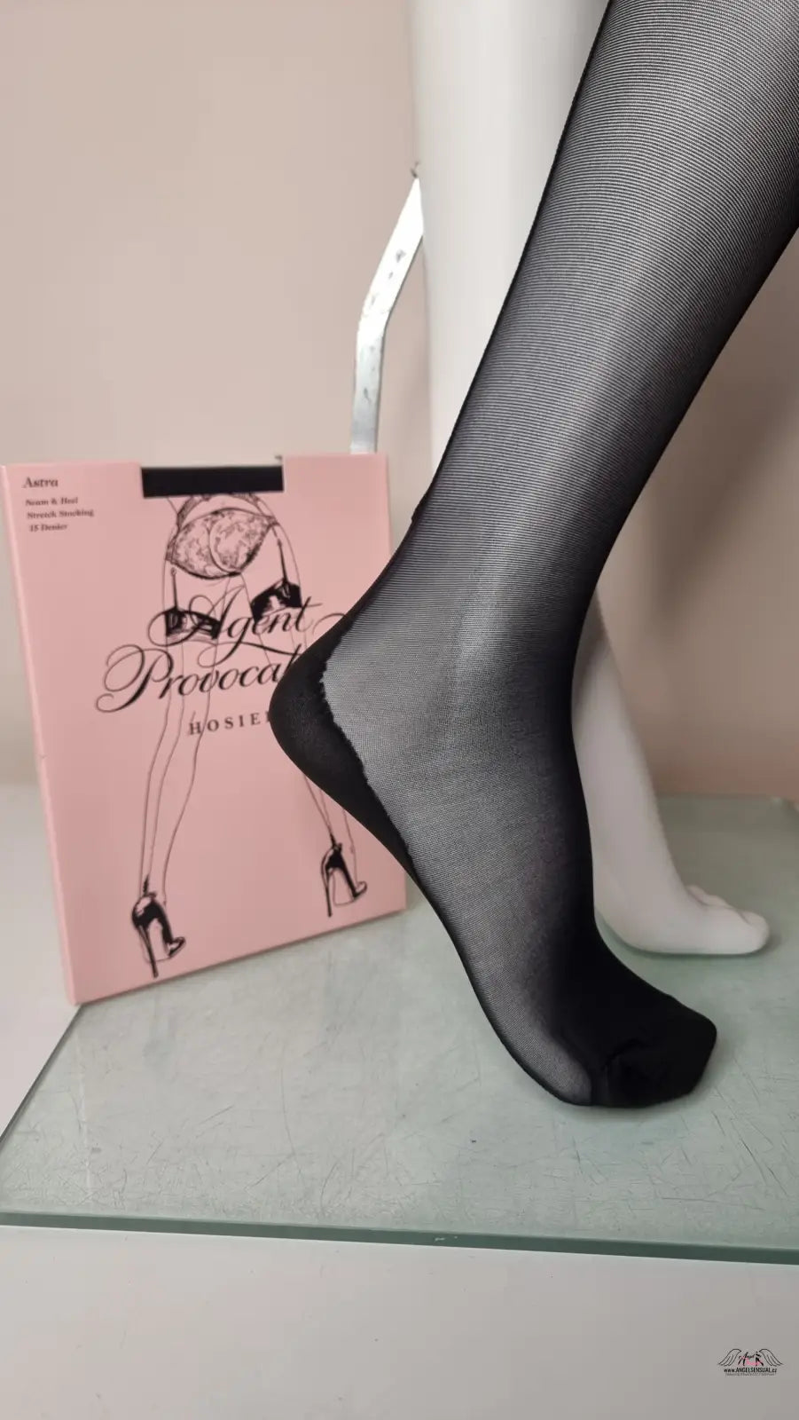 Black sheerné strečové podvazkové punčochy Agent Provocateur Punčochy Seam a Heel