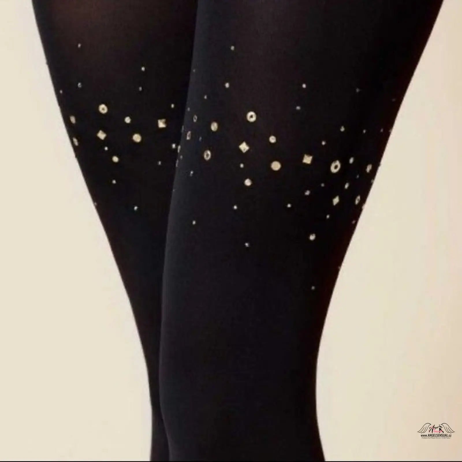 Luxusní silonky Agent Provocateur Punčochy Stocking Glitter 40 Denier s ozdobnými kamínky