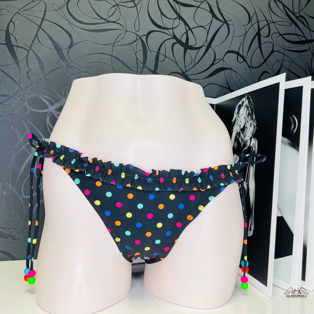 Polka dot spodní díl plavek Sidnie s barevnými korálky od Agent Provocateur