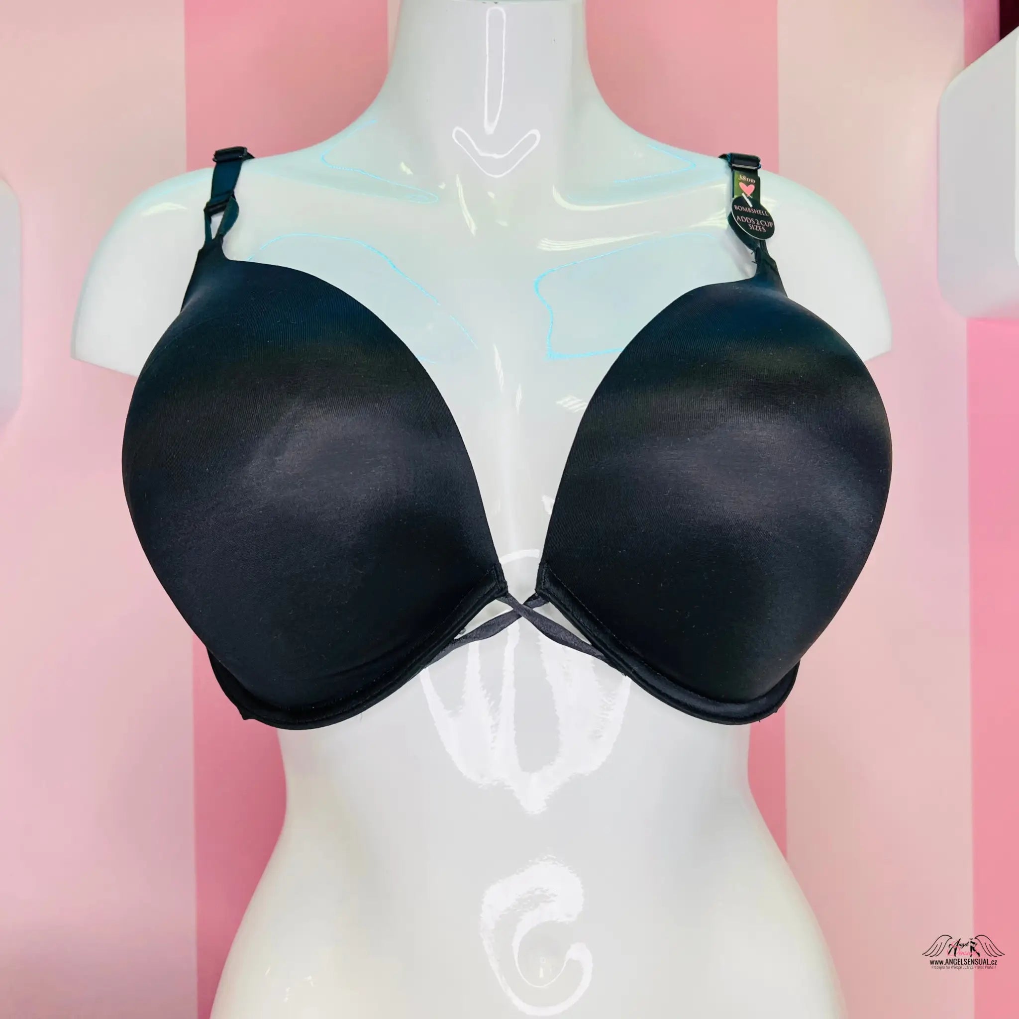 Bombshell push-up podprsenka - 38DD / Černá / Nové se štítky - Podprsenky Angel Sensual - Smyslný