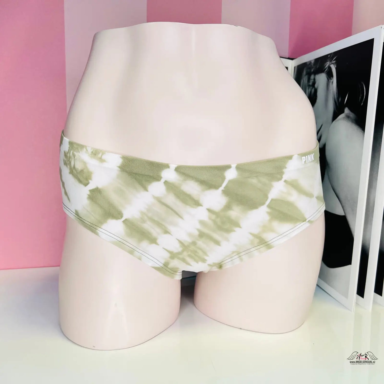 Manekýnové spodní prádlo s batikovaným motivem, PINK Batikované Kalhotky, zelené a bílé