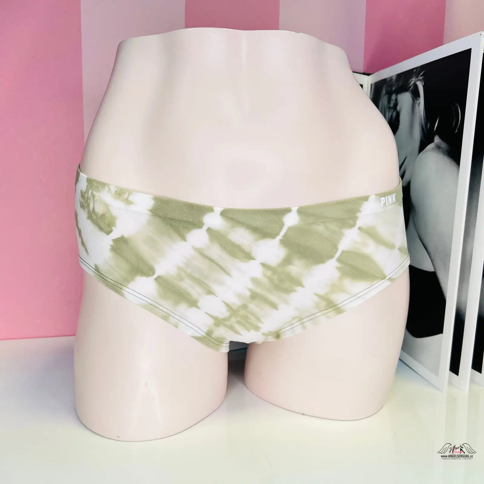 Manekýnové spodní prádlo s batikovaným motivem, PINK Batikované Kalhotky, zelené a bílé