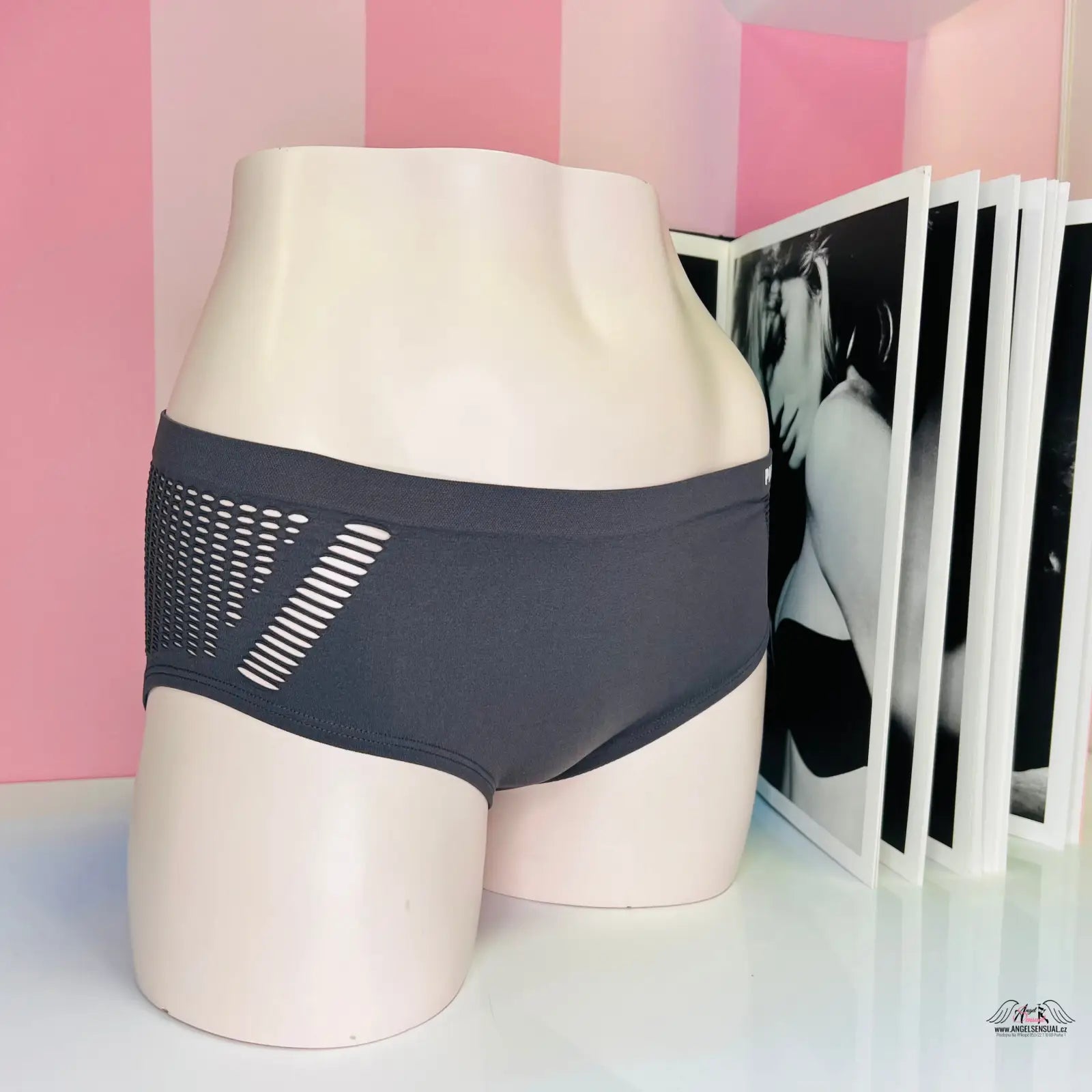 Šedé dámské hipster kalhotky PINK Bokové Kalhotky s bočními rozparky, agent provocateur