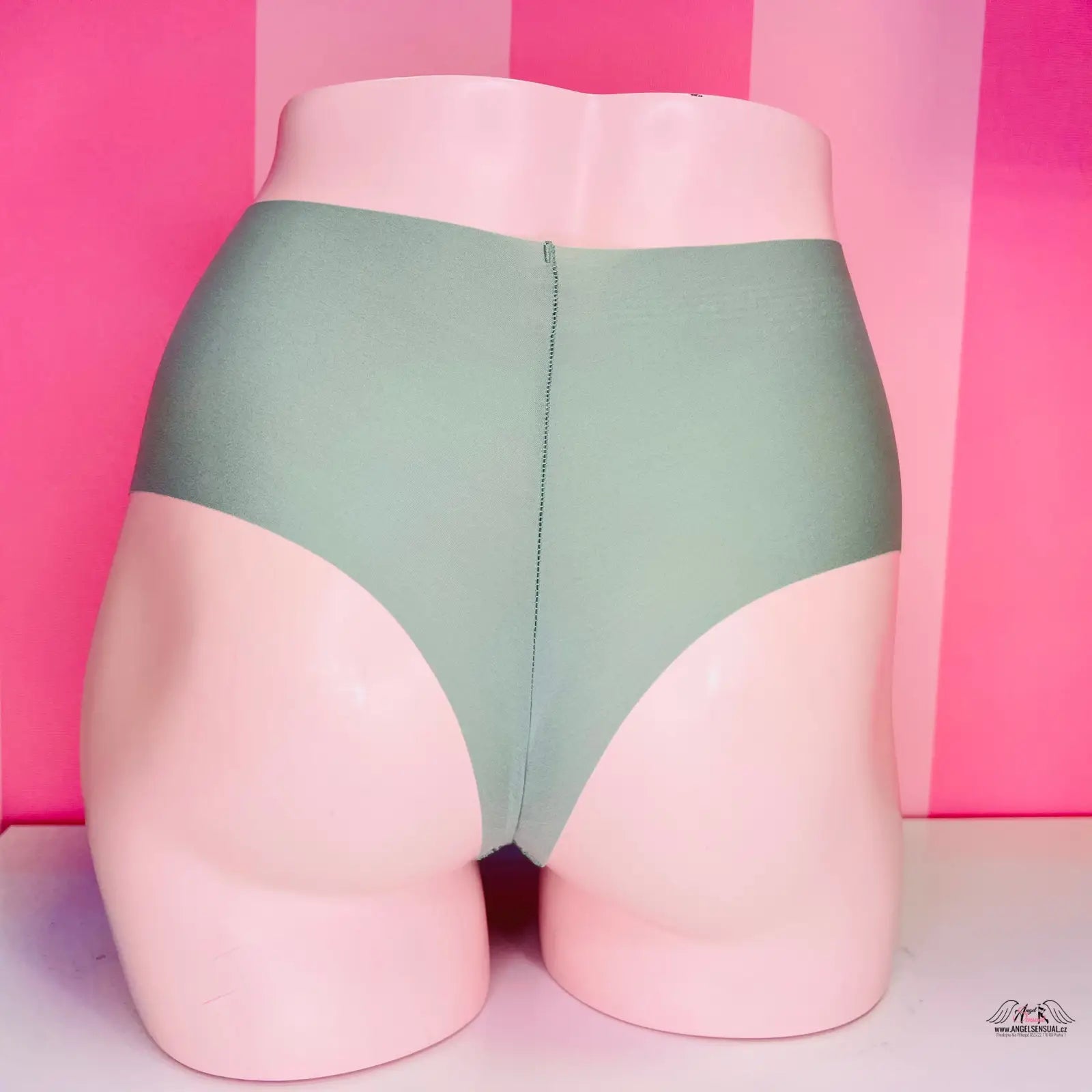 Zelené elastické tanga s vysokým pasem a logem Pink pro pohodlí a styl
