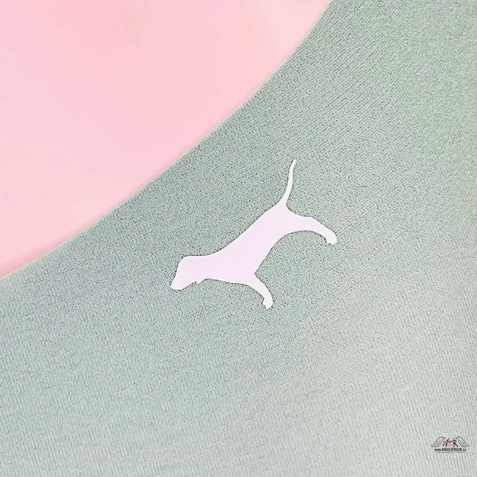 Elastická tanga s vysokým pasem a logem Pink na růžovo-zeleném materiálu