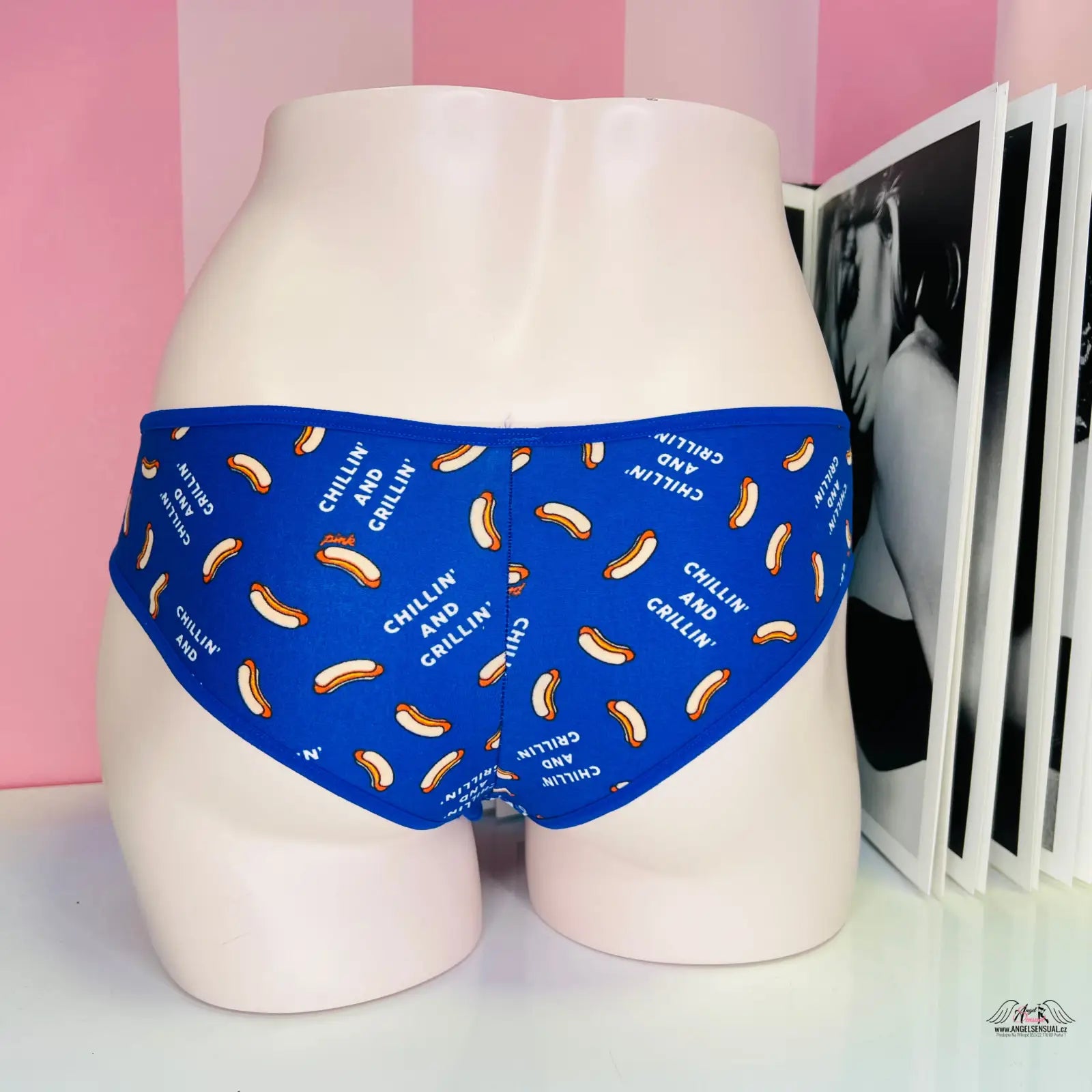 Victoria’s Secret Pink kalhotky cheekster s banánovým potiskem a modrou barvou