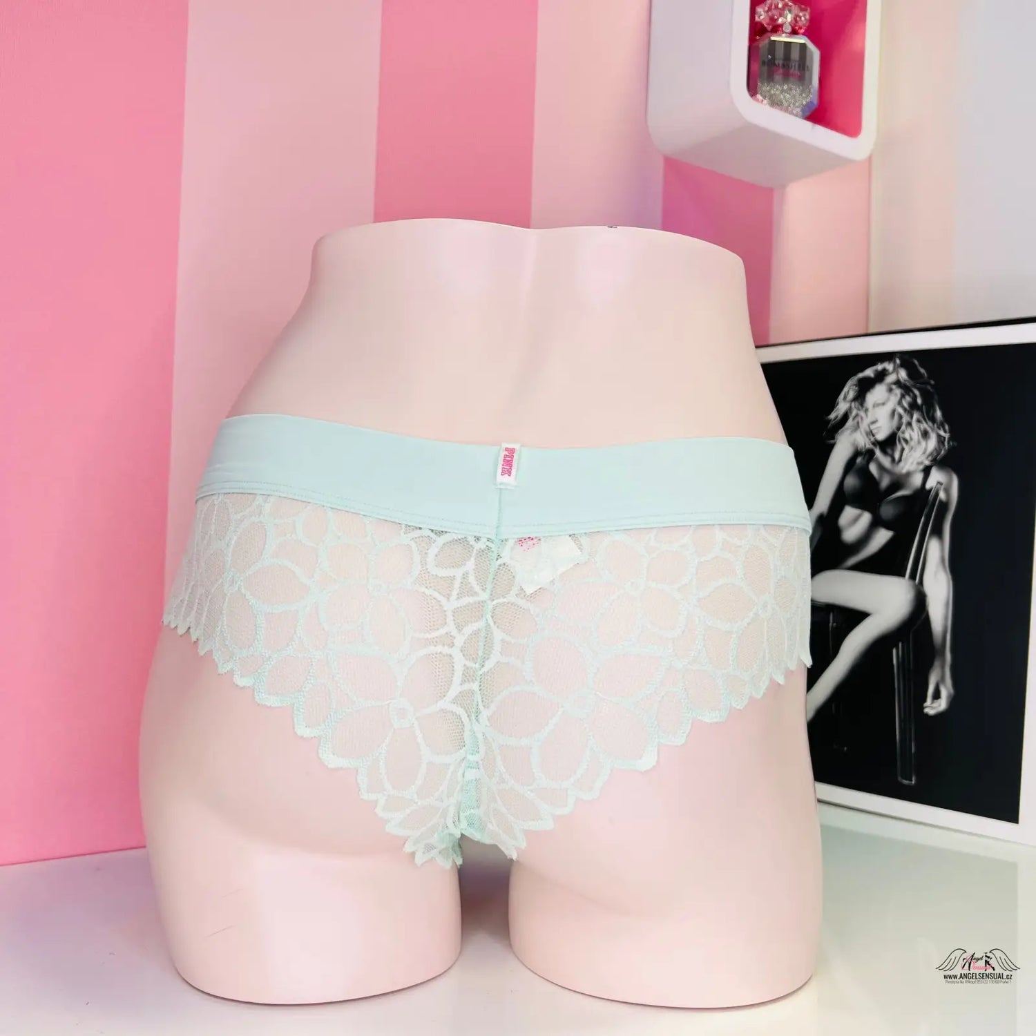 Mint zelené krajkové kalhotky cheekster PINK Kalhotky Cheekster s Krajkou