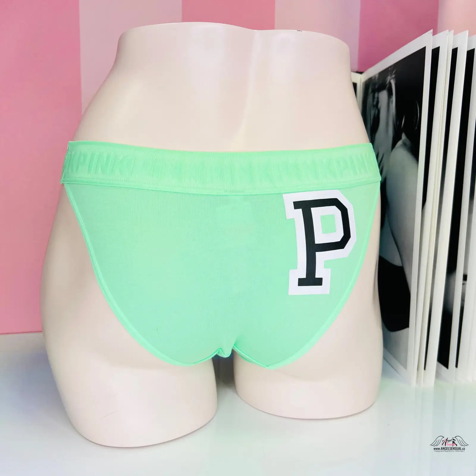 Mint zelené kalhotky s nápisem s vyšší gumou v kategorii apparel & accessories lingerie