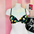 Black bikini top s citronovým motivem, barevná push-up podprsenka, PINK Podprsenka Citronový Motiv
