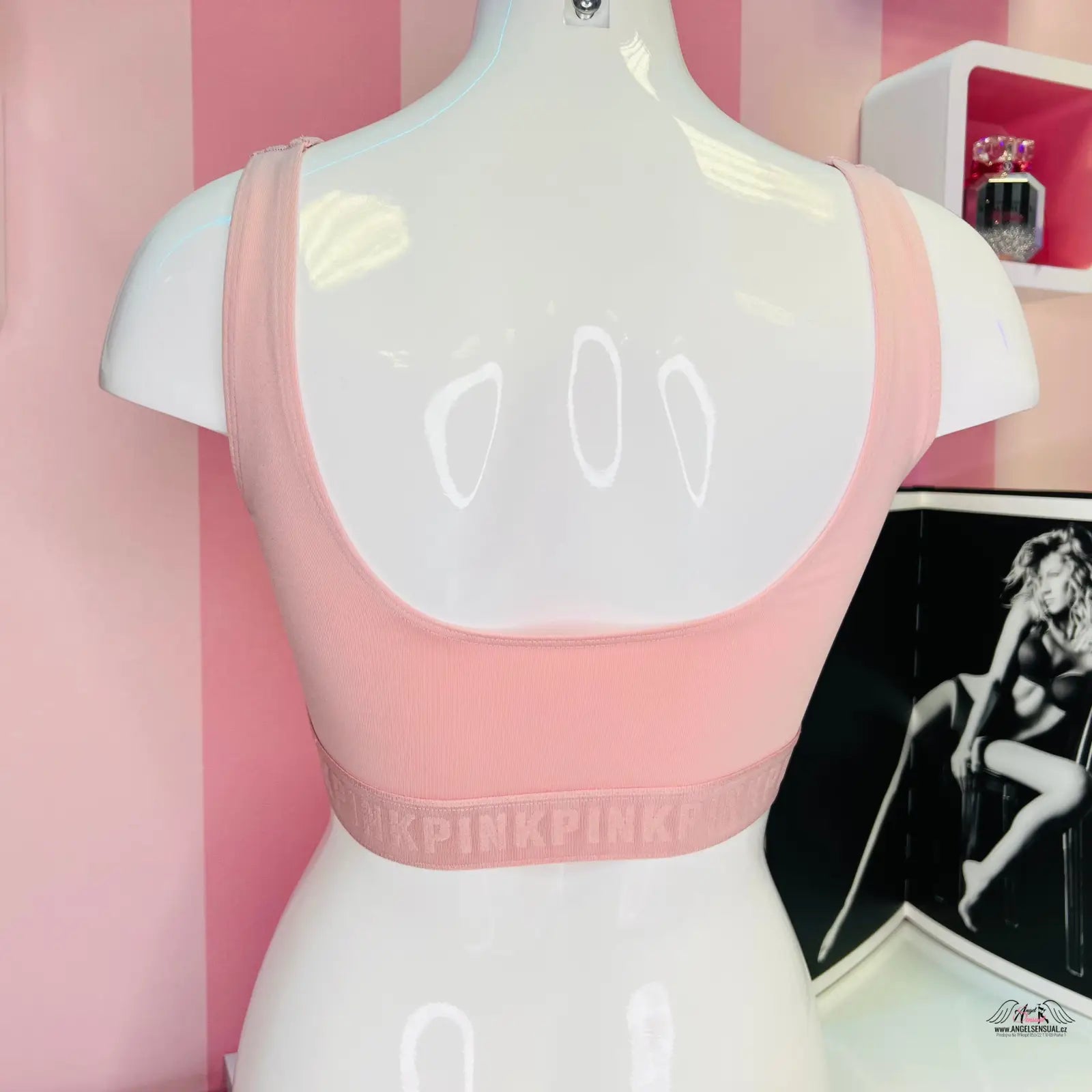 Pink sportovní podprsenka na figuríně, ideální apparel & accessories nebo lingerie