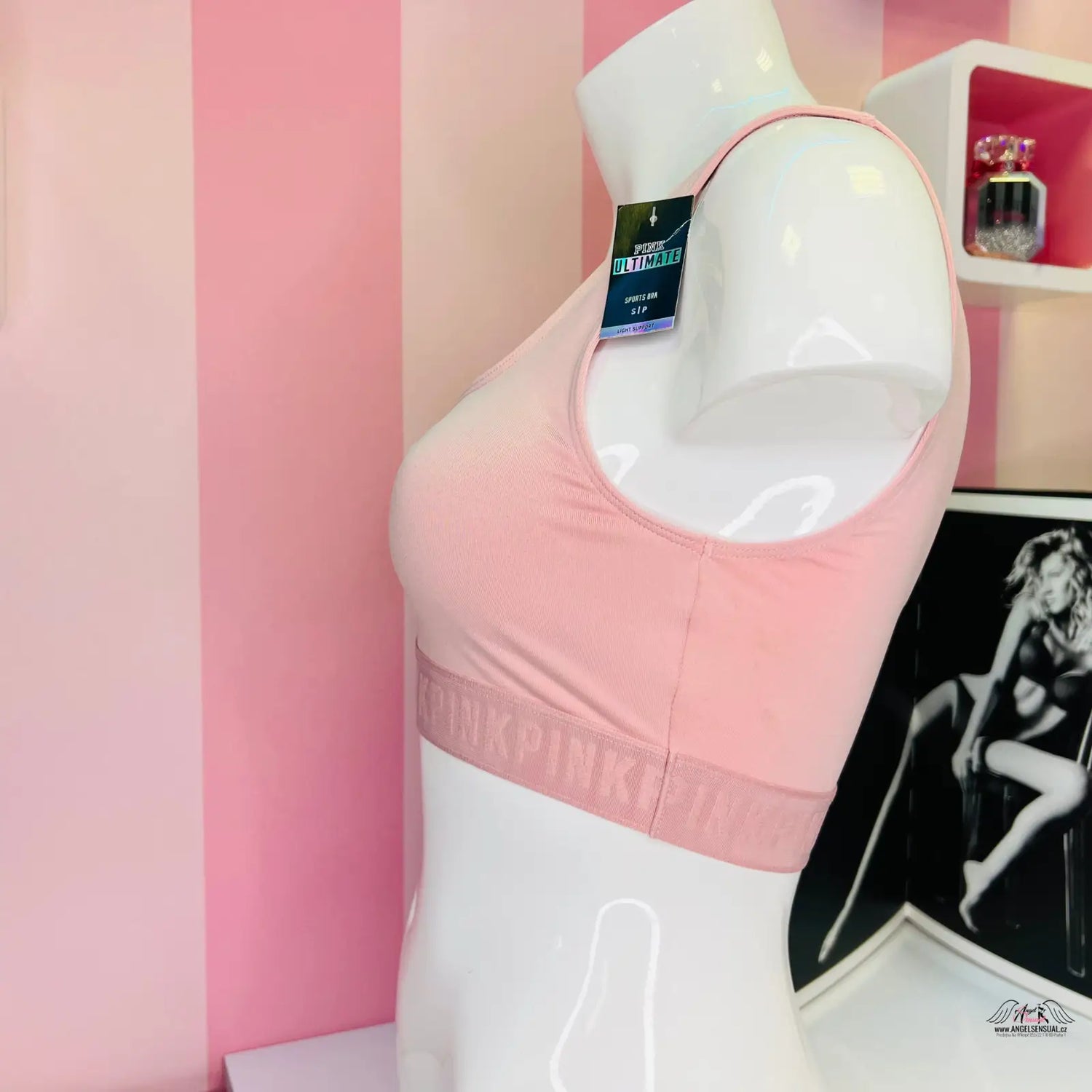 Pink sportovní podprsenka na figuríně, ideální apparel & accessories nebo lingerie