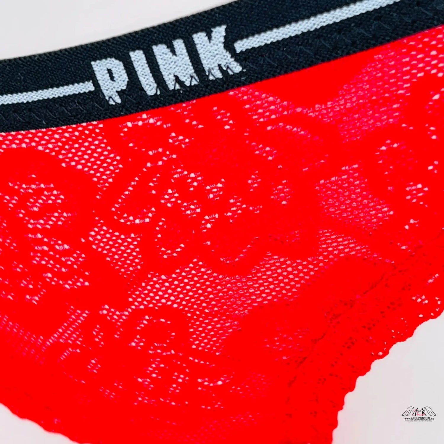 Red lace PINK tanga s elastickým pasem a květinovou krajkovou tanga