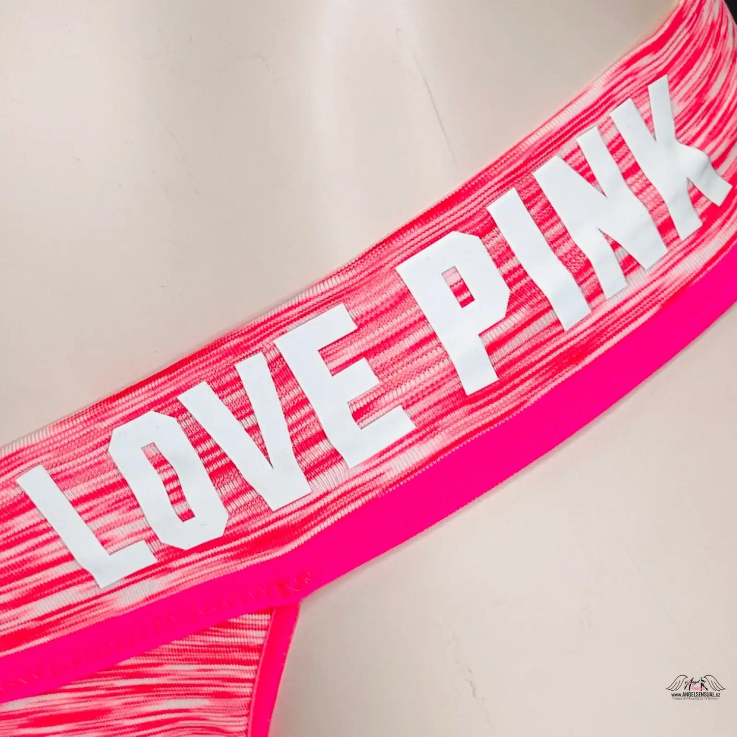 Svítivě růžové kalhotky PINK Tanga Růžové s bílým a růžovým designem, maximální komfort