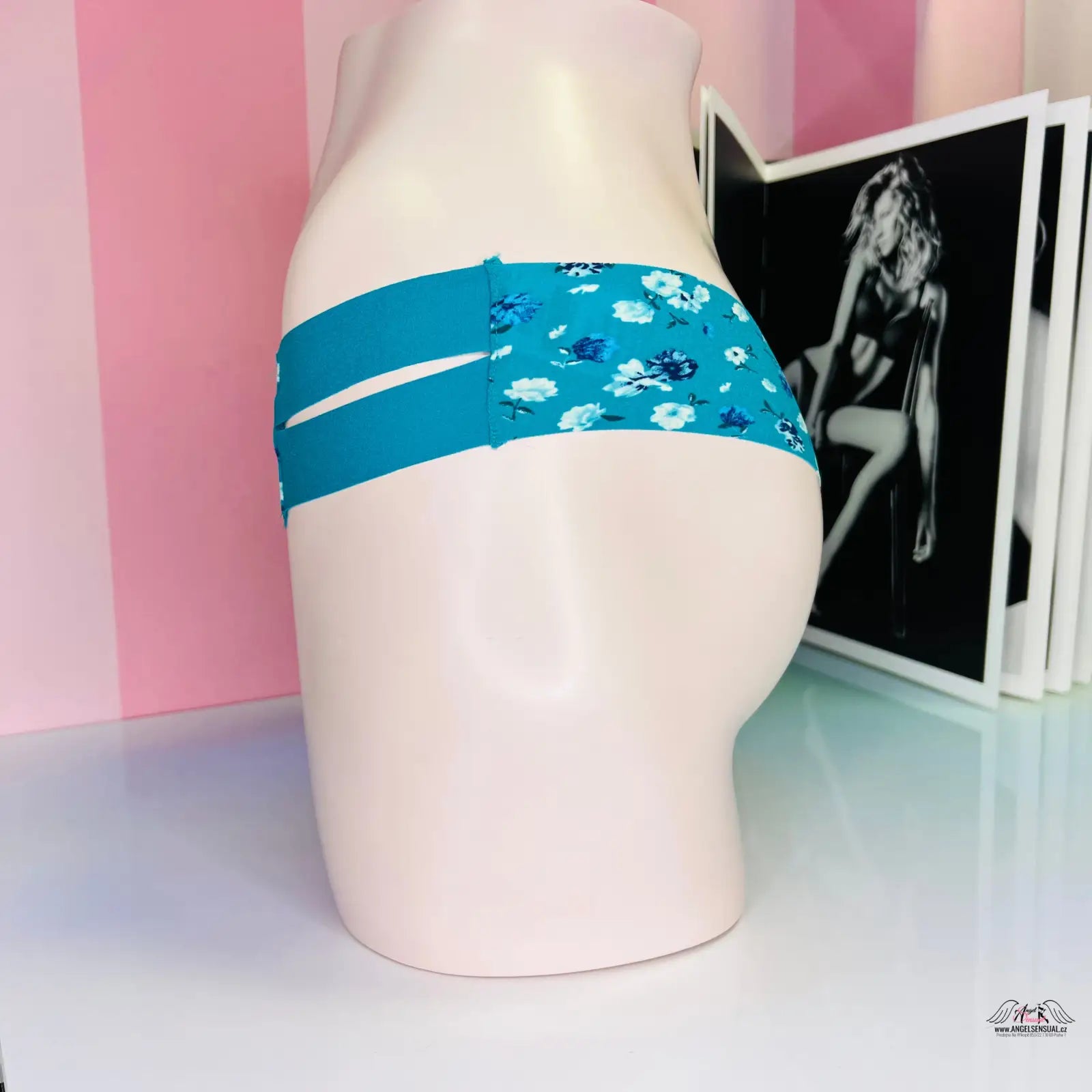 Teal floral print underwear with květovaným vzorem, zelené tanga, Agent Provocateur