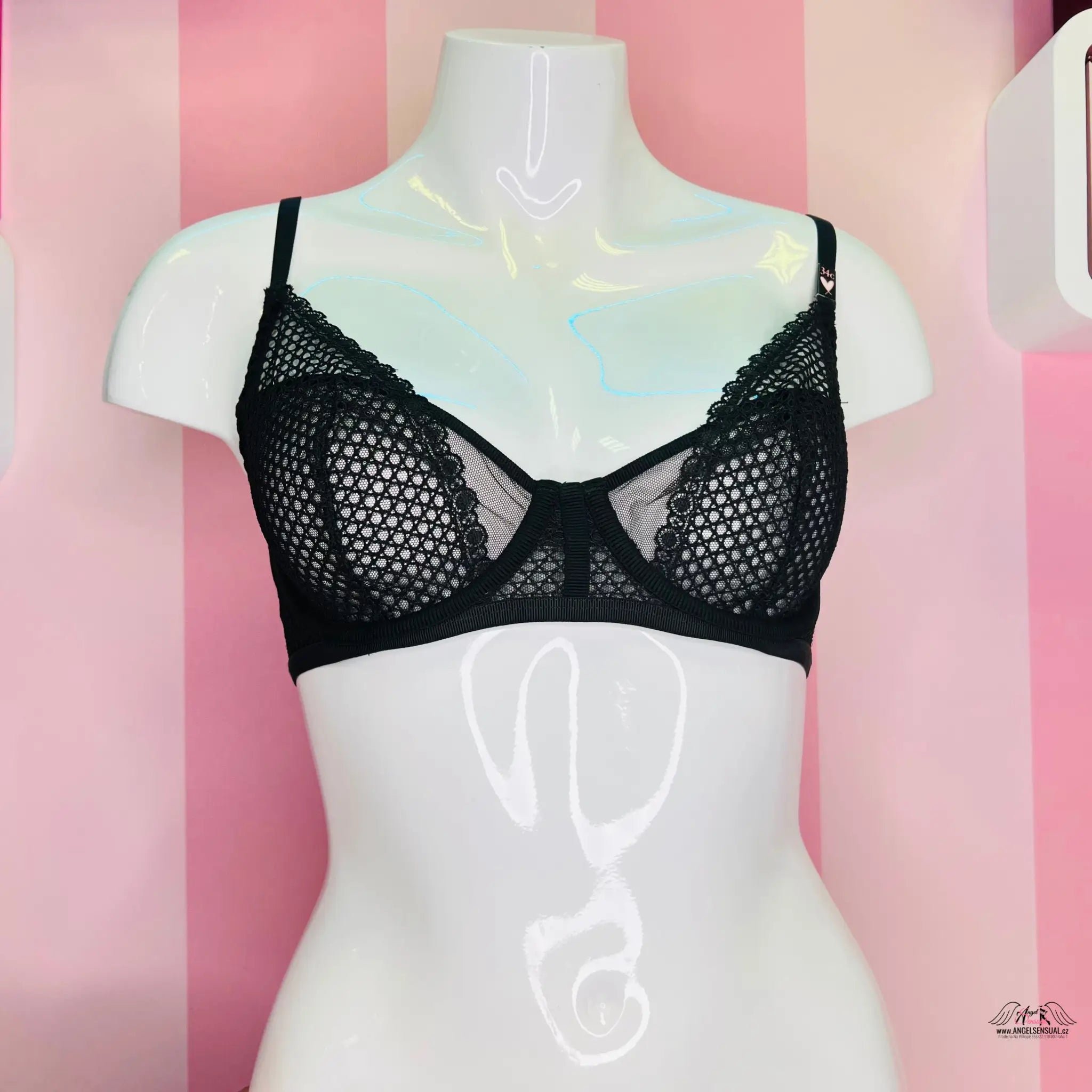 Síťovaná podprsenka - Černá / 34C / Nové se štítky - Podprsenky Victoria’s Secret