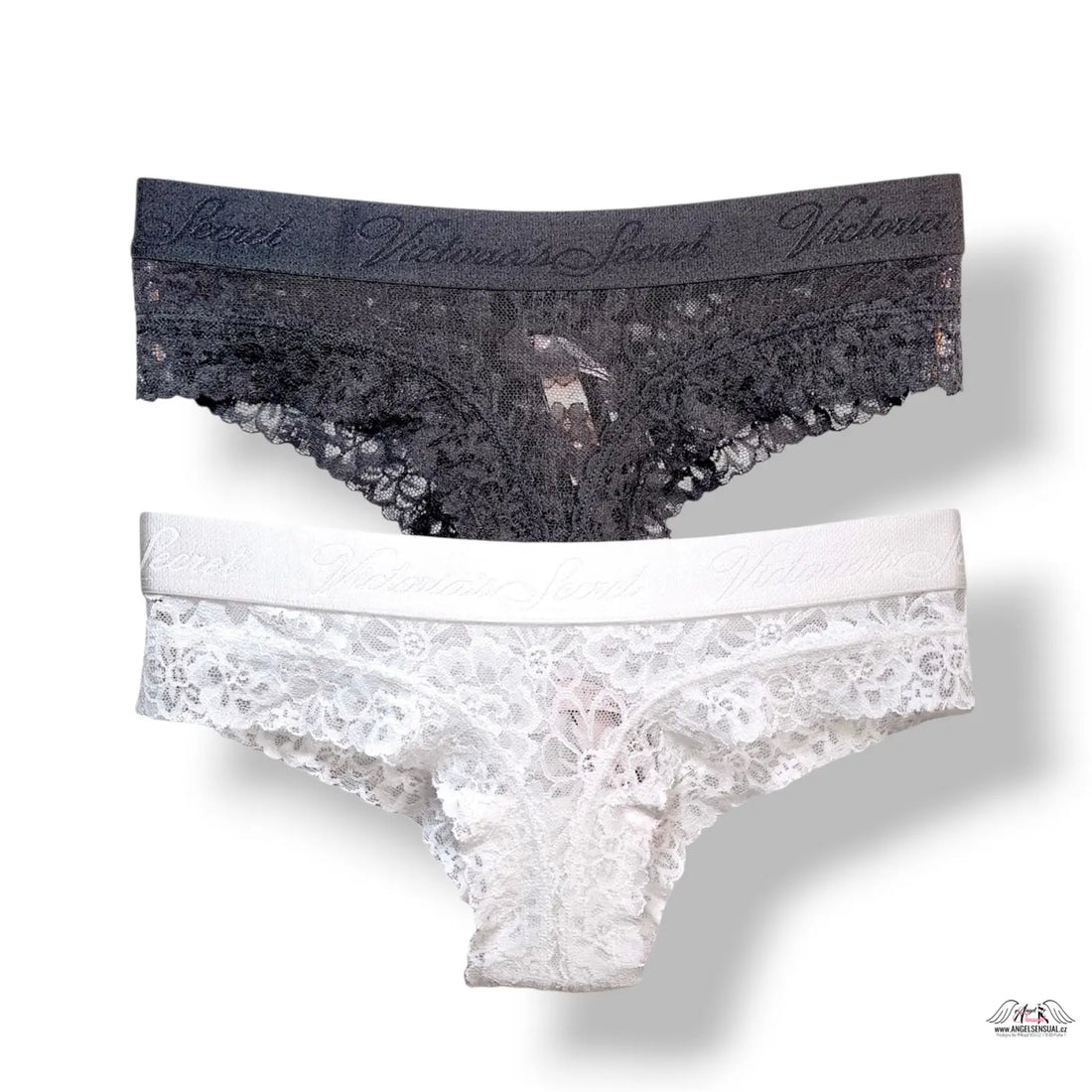 Victoria’s Secret 2-pack XS černobílé krajkové kalhotky