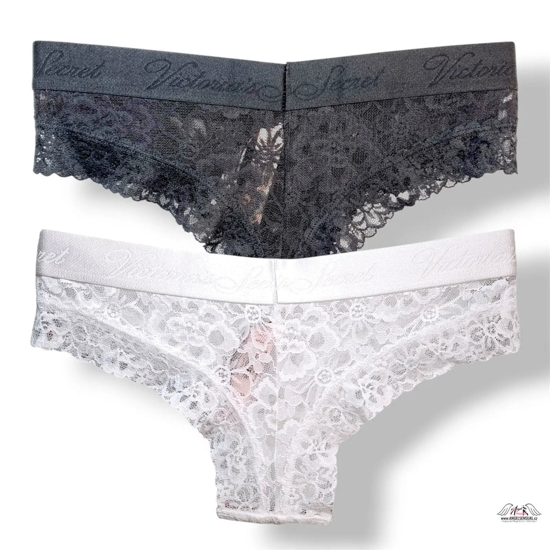 Černobílá krajková sada kalhotek Victoria’s Secret 2-pack XS, lingerie
