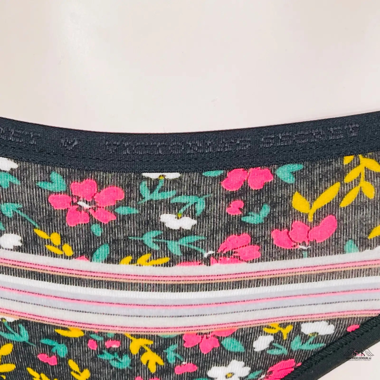 Floral bavlněné kalhotky s pruhovaným pasem z kolekce Victoria’s Secret Apparel & Accessories
