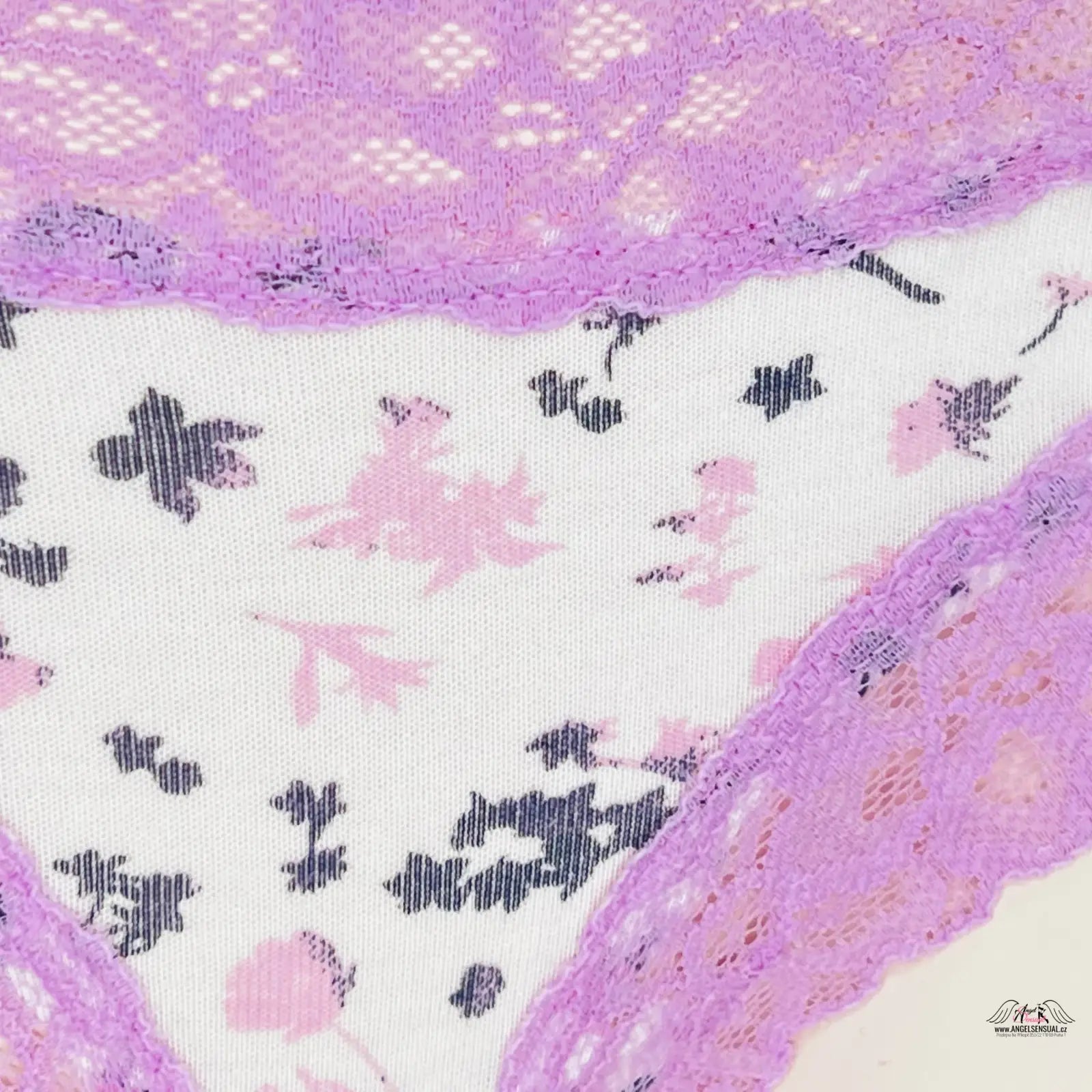 Floral-patterned jemné bavlněné cheeky s krajkou, inspirováno agent provocateur