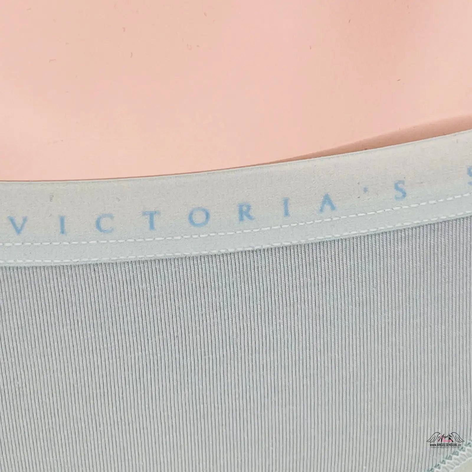 Jemnou gumou bavlněné kalhotky Victoria’s Secret v světle modré barvě