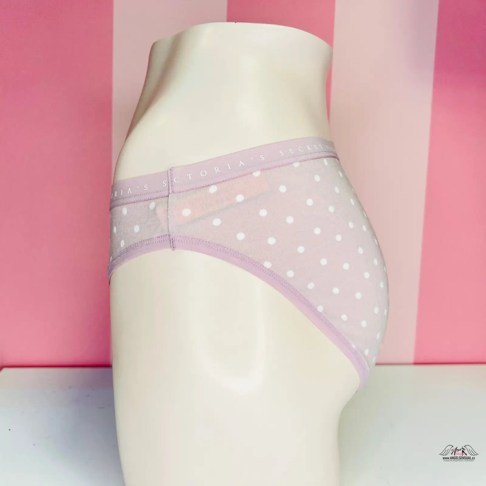 Ženské bavlněné kalhotky Victoria’s Secret s jemnou gumou v růžové a bílé