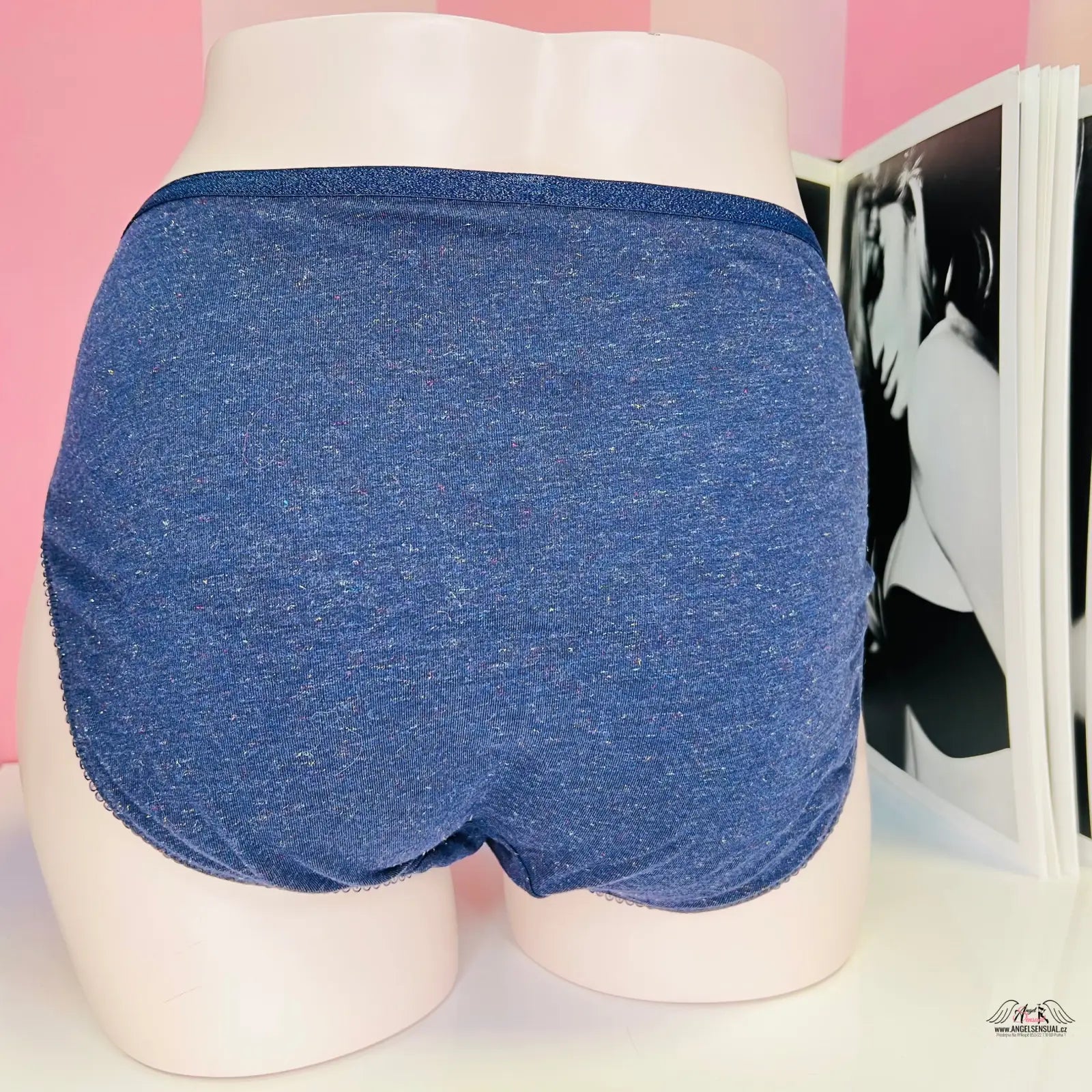 Modré bavlněné kalhotky s třpytivým elastickým pasem, Victoria’s Secret