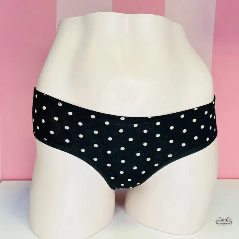 Obrázek Black polka dot kalhotek Victoria’s Secret s jemným řasením na zadní straně