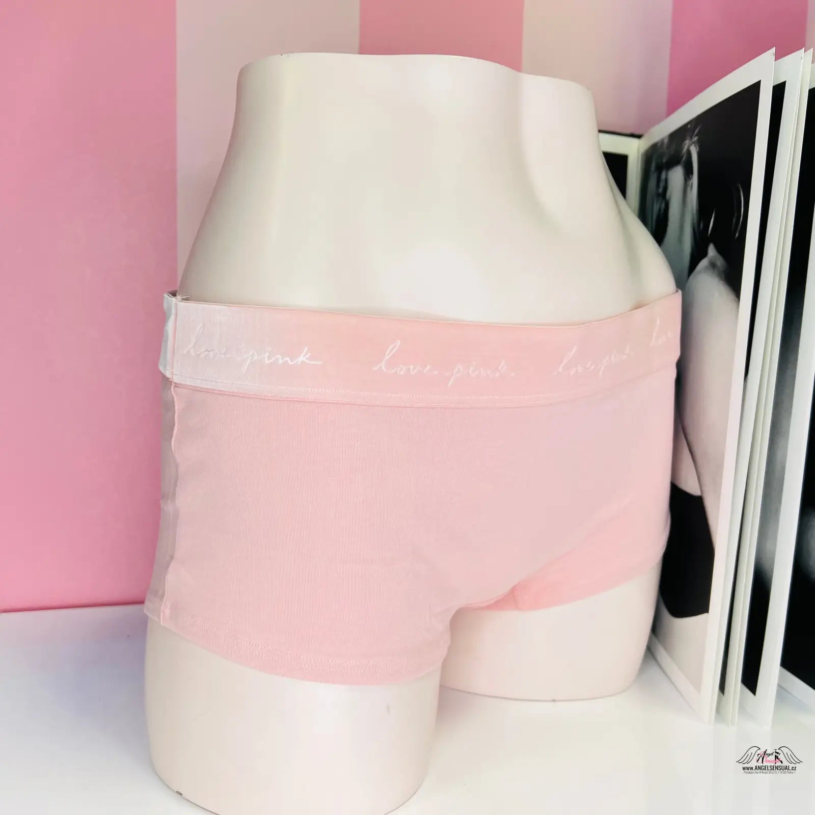 Růžové bavlněné boxerky Victoria’s Secret s pevnou gumou, pohodlné a stylové