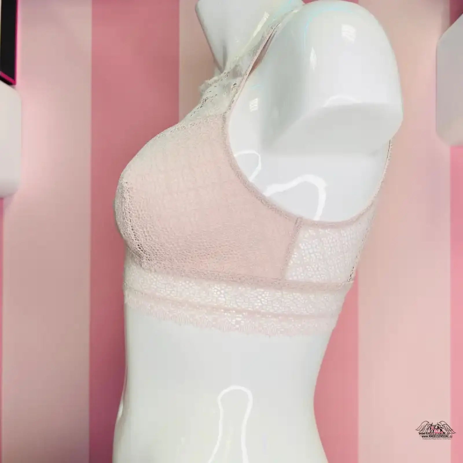 Lace-trimmed bralette on mannequin for Victoria’s Secret lingerie apparel & accessories