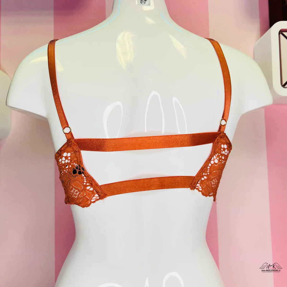 Sehrá sexy krajková braletka Victoria’s Secret s oranžovým krajkovým designem