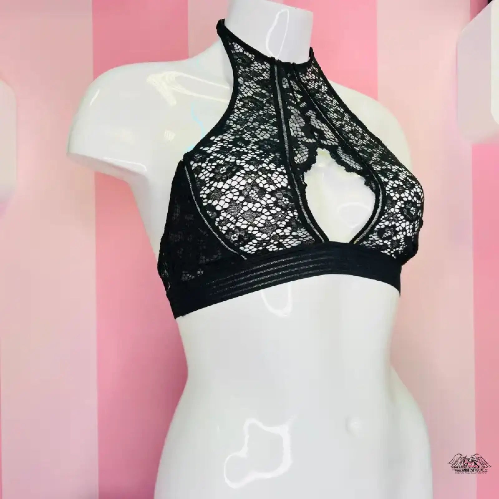 Černá krajková halterová braletka Victoria’s Secret Braletka Krajková Bez Vyztužení