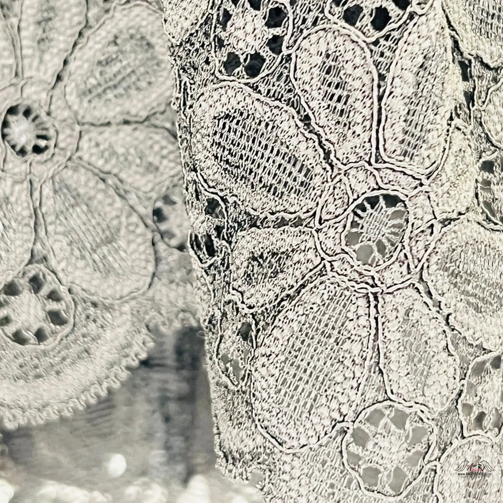 Close-up detail elegantní celokrajková braletka Victoria’s Secret s pružnými krajkami na zvláštní příležitosti