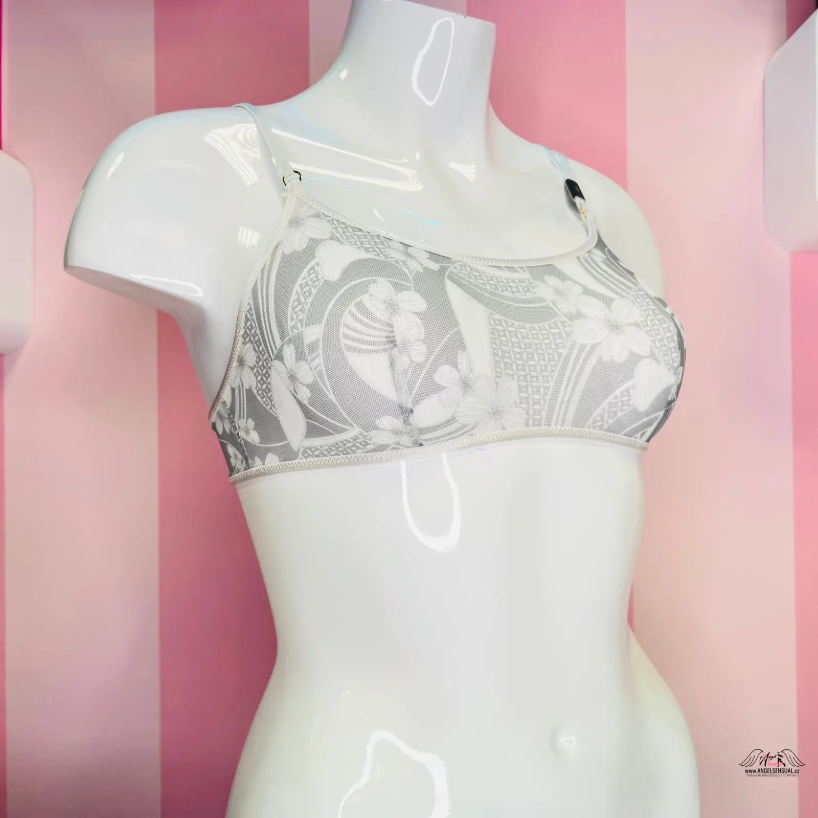 Floral vzorovaná lehká průsvitná braletka na figuríně, Victoria’s Secret Braletka Lehce Průsvitná