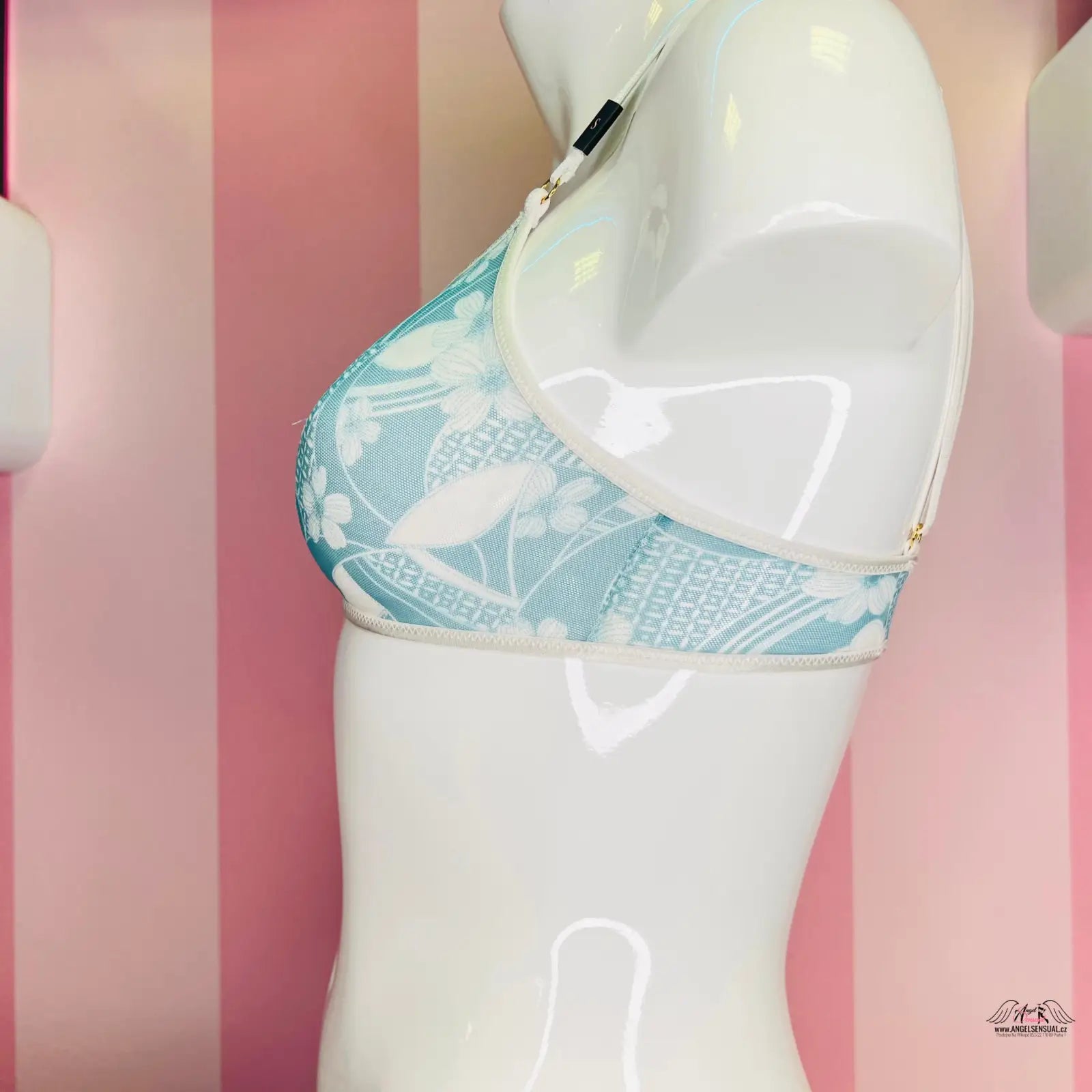 Lehká průsvitná modrá krajková braletka Victoria’s Secret Braletka Lehce Průsvitná
