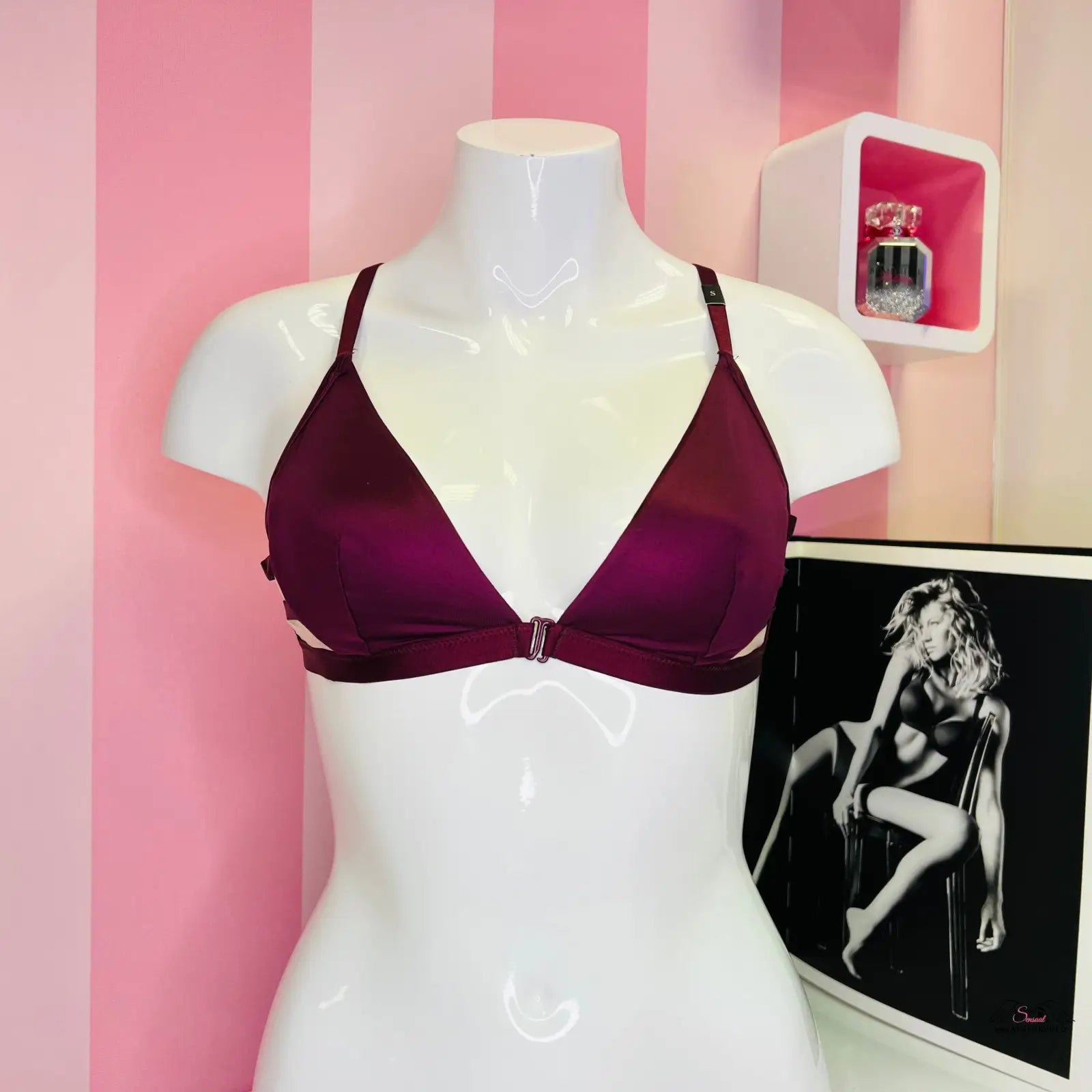 Victoria’s Secret lesklá braletka s mesh panely a fialovým vrškem