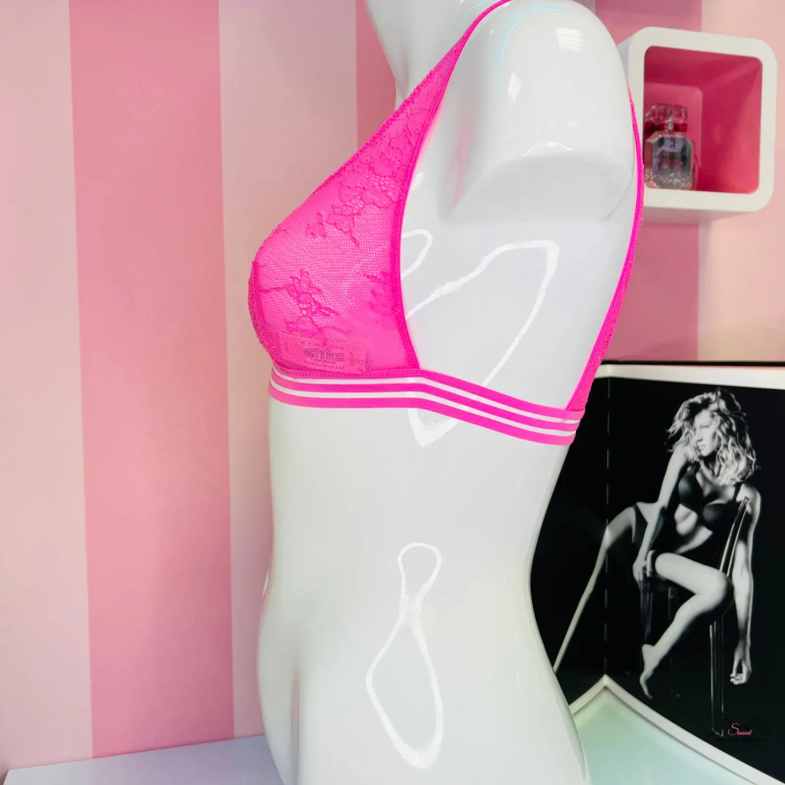 Hot pink lace braletka svítivě růžová braletka Victoria’s Secret Braletka Růžová Krajková