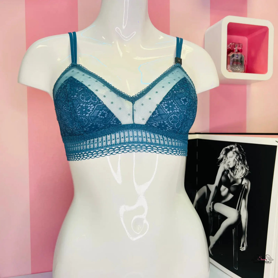 Teal lace braletka s dvojitými ramínky, vzdušná braletka, Victoria’s Secret