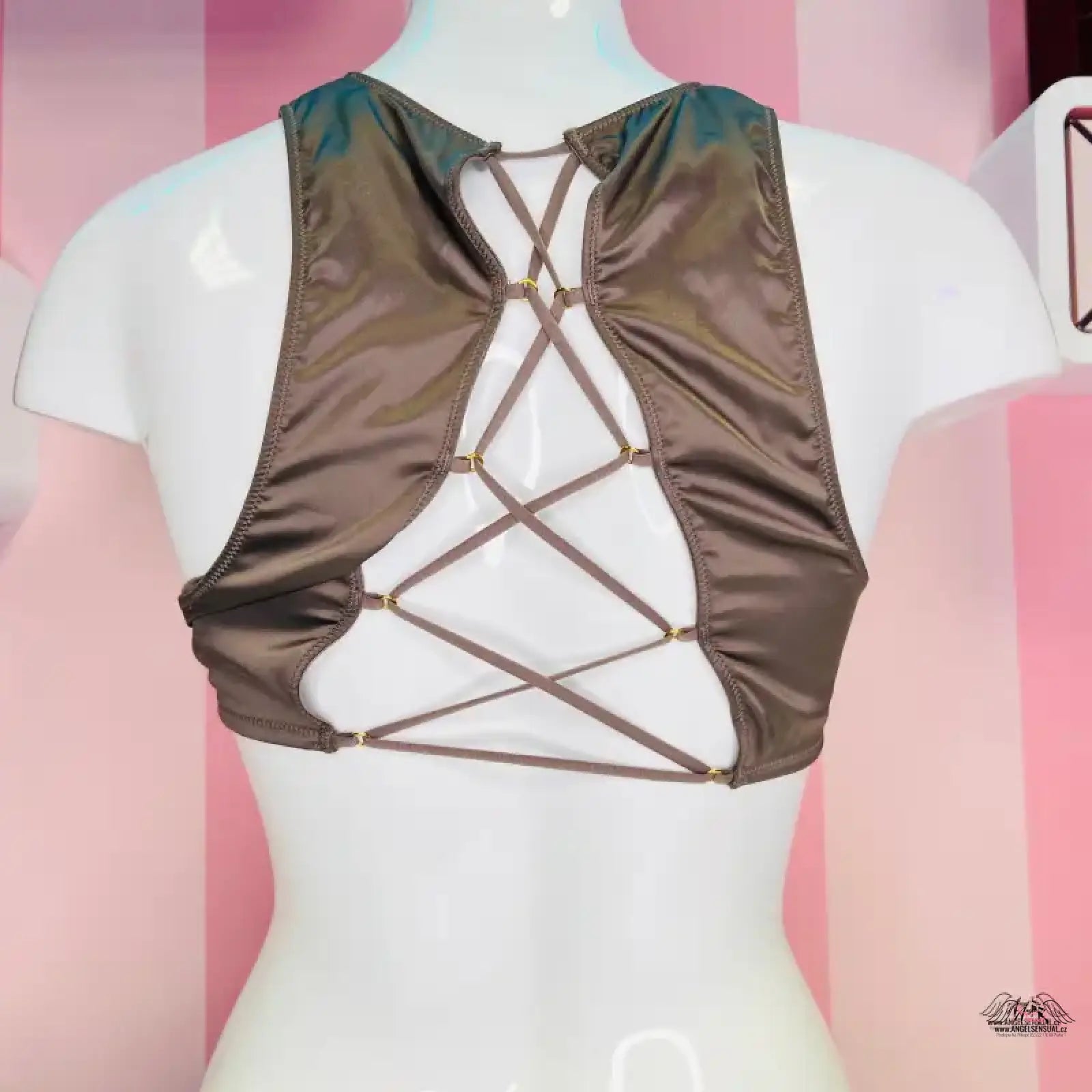 Brown lace-up back top from Victoria’s Secret lingerie and apparel & accessories collection