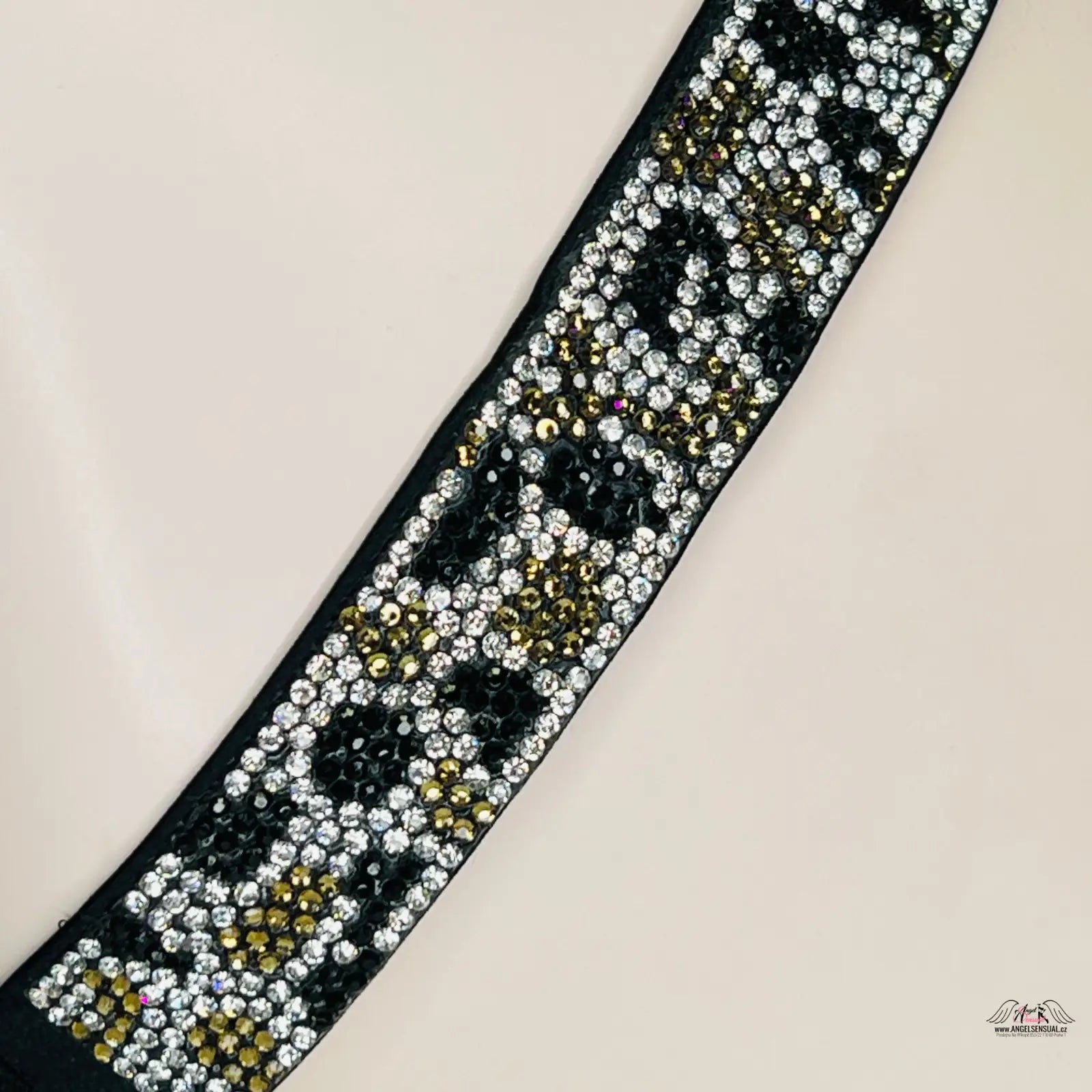 Dekorativní černá páska s rhinestony pro Victoria’s Secret Brazilské kalhotky kalhotky leopard shine